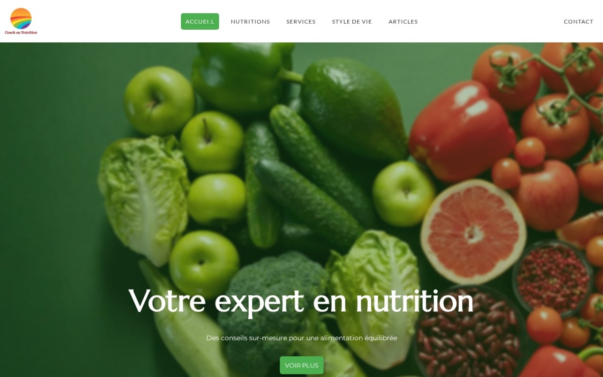 Aperçu du site Coach en nutrition